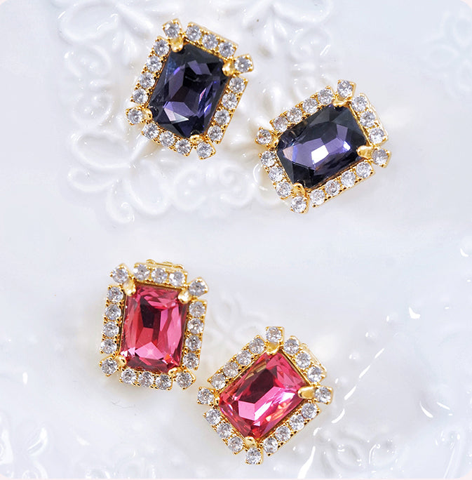 Barbie earring / Barbie movie earring - Dream Back to 1994 French-Style Vintage Earrings Studs Earrings with Cubic Zirconia Diamond Inlaid