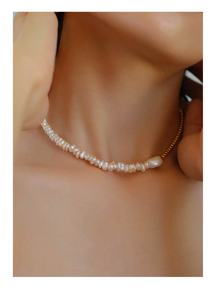 Natural Pearl Inlaid Chain Necklace, Niche Design, Light Luxury Sweater Chain Necklace