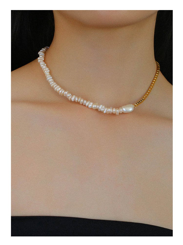 Natural Pearl Inlaid Chain Necklace, Niche Design, Light Luxury Sweater Chain Necklace