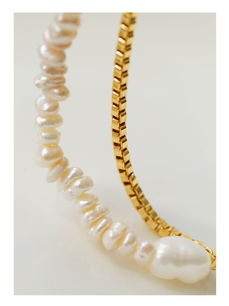 Natural Pearl Inlaid Chain Necklace, Niche Design, Light Luxury Sweater Chain Necklace