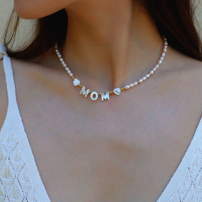 Personalized 18K gold plated copper with Natural Pearl Characters