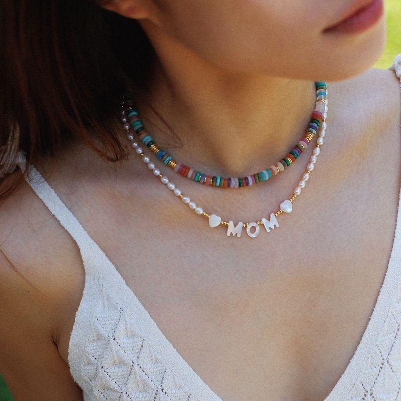 Personalized 18K gold plated copper with Natural Pearl Characters