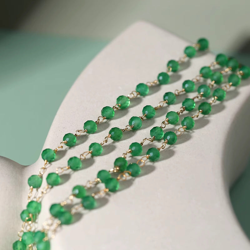 Green Agate with Natural Baroque Pearl